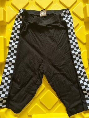 SHEIN Black Bike Shorts with Black & White Checkerboard Side Panels